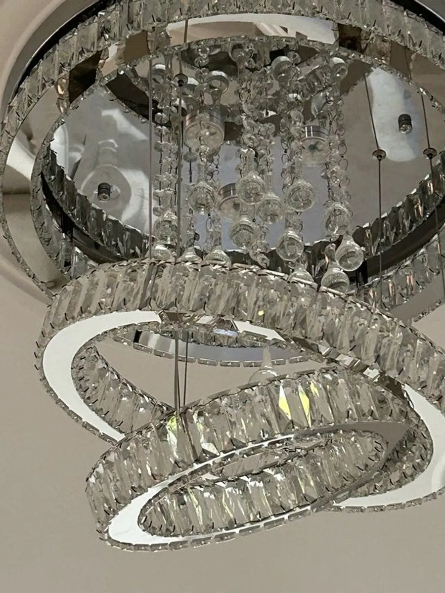 2 Crystal Chandliers and 4 wall lights - Image 1