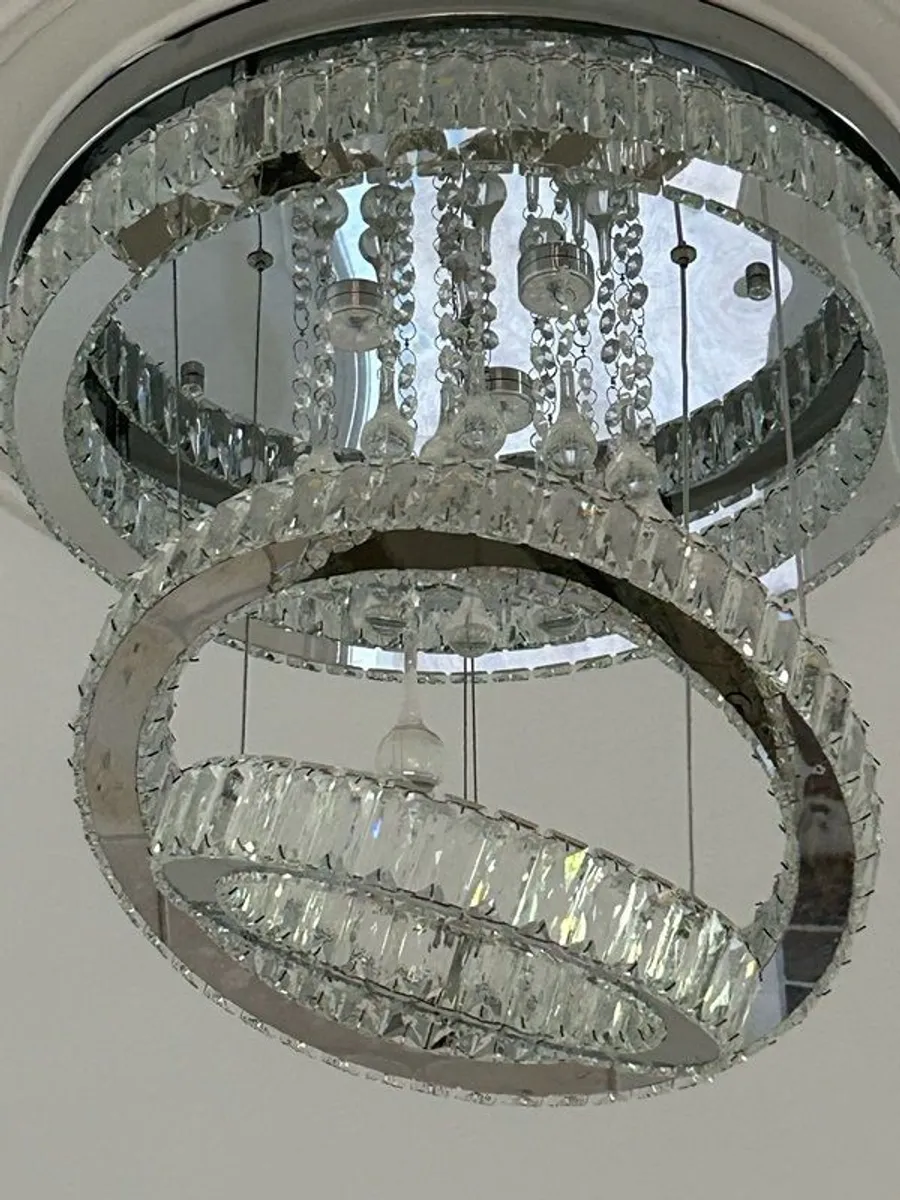 2 Crystal Chandliers and 4 wall lights - Image 2
