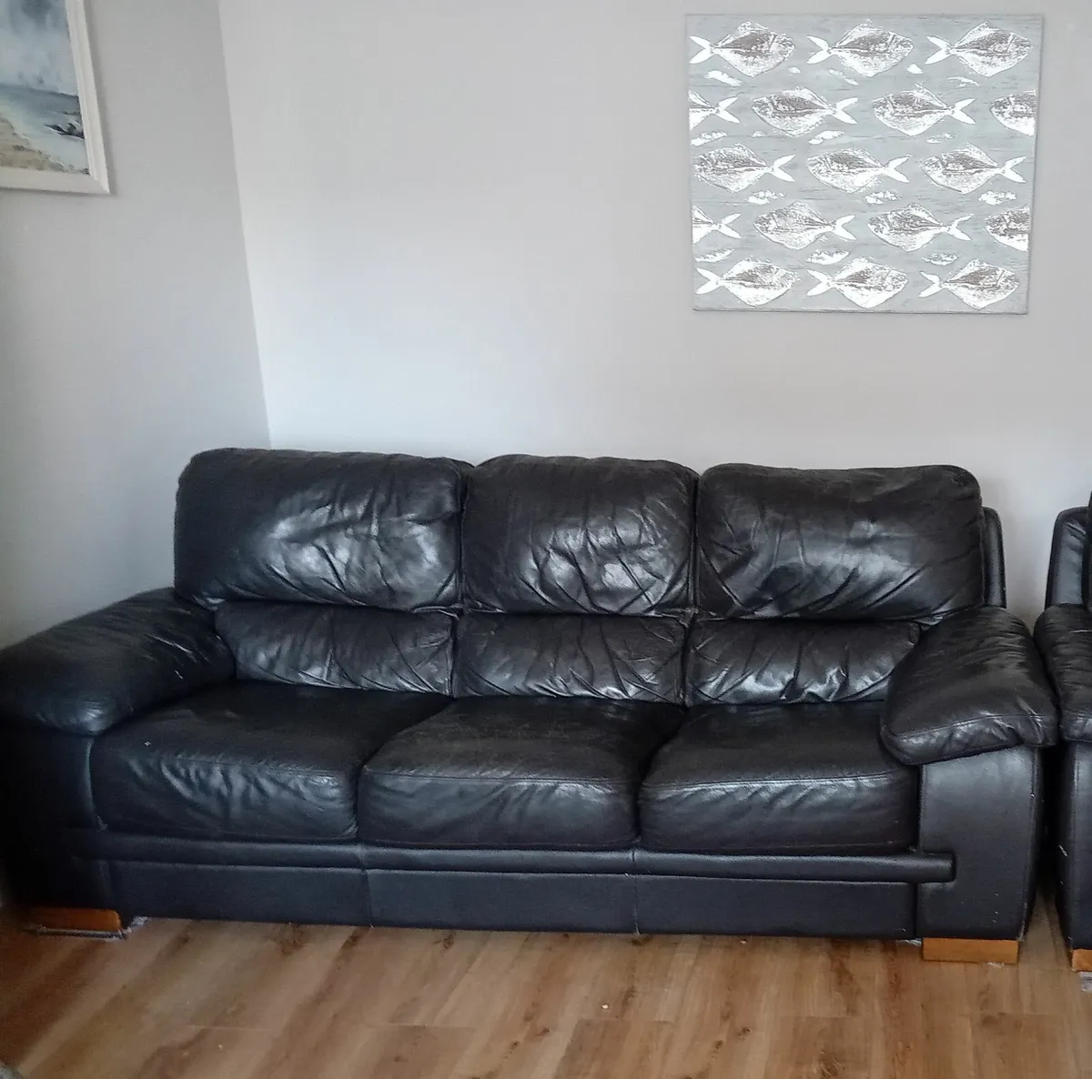 Large  brown  Couch  & armchair & - Image 1