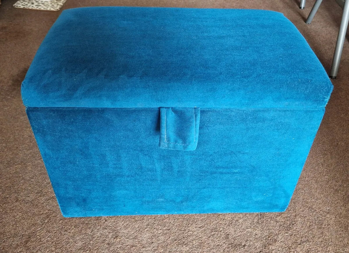 Velvet Footstool with Storage - Image 1
