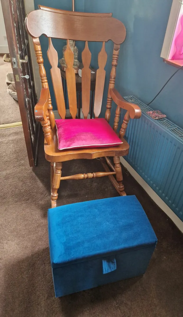 Velvet Footstool with Storage - Image 3