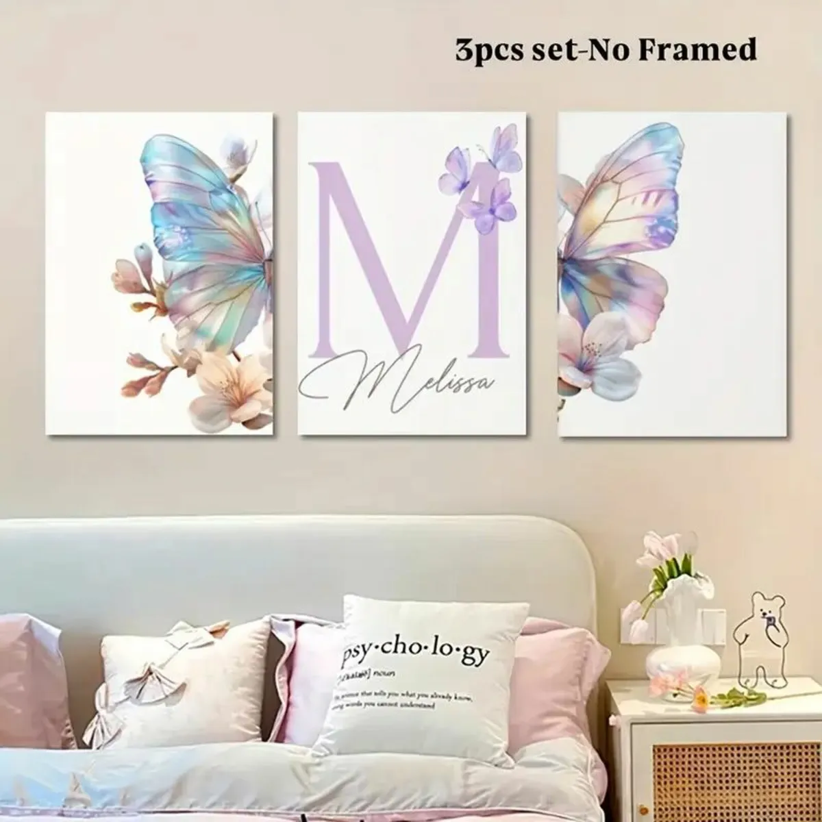 Custom Boho Butterfly & Blossoms Wall Art Prints - Image 1