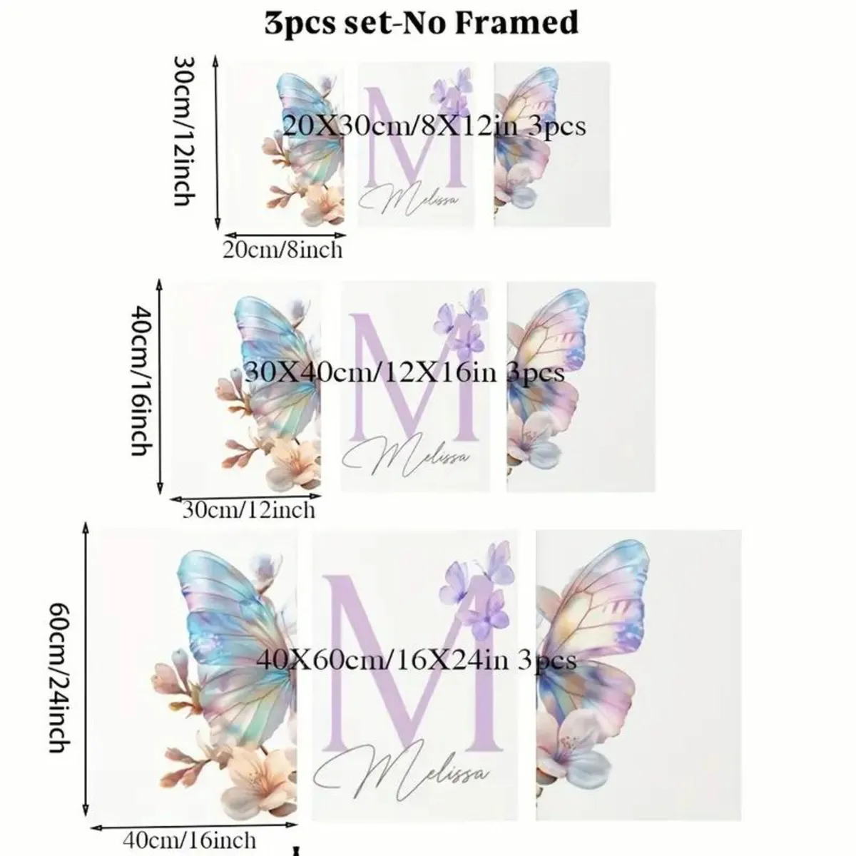 Custom Boho Butterfly & Blossoms Wall Art Prints - Image 3