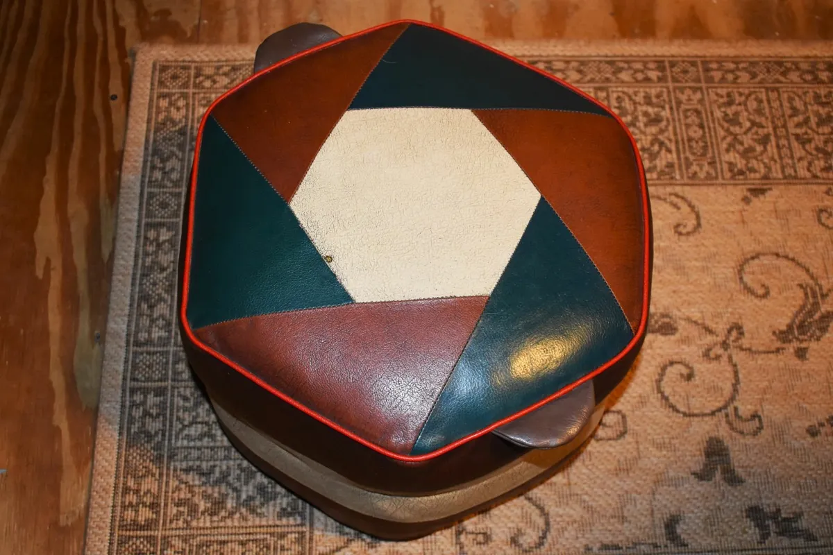 Vintage Leather Footstool - Image 2