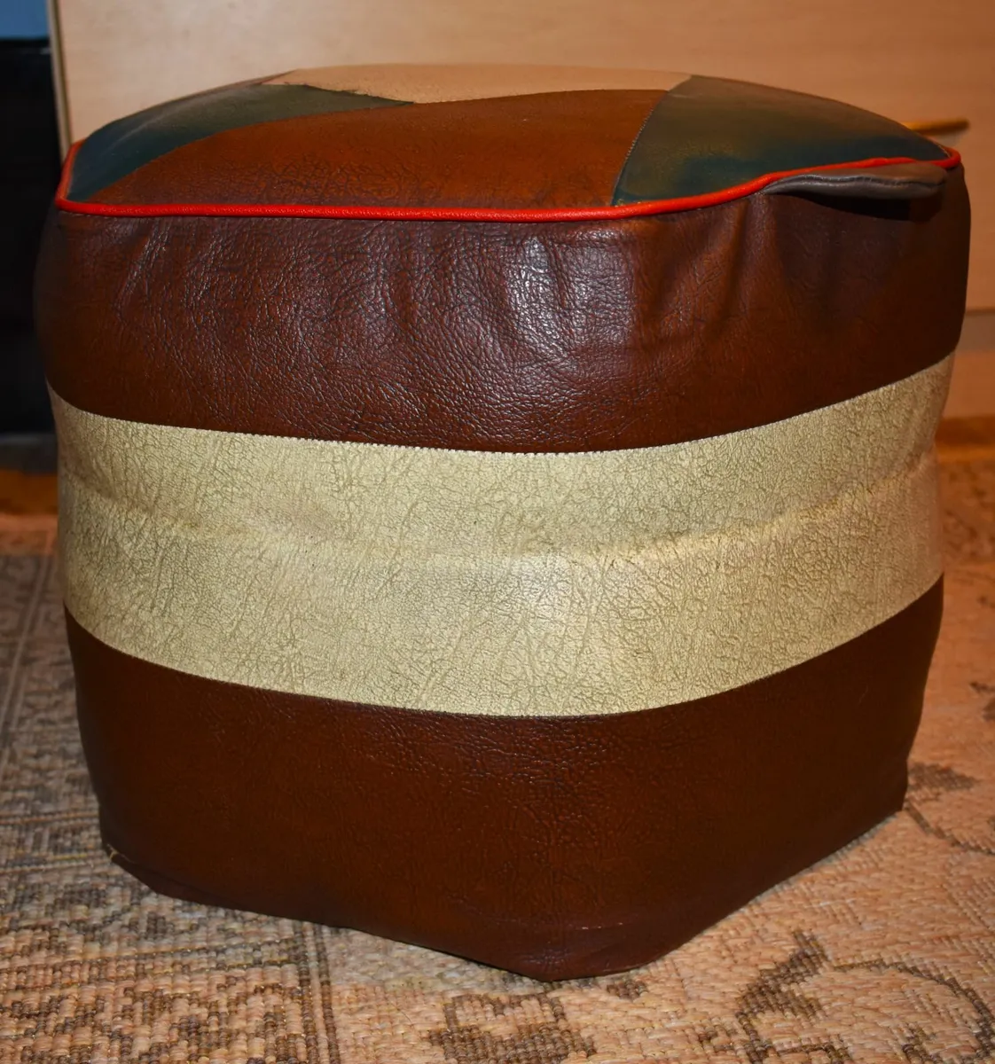 Vintage Leather Footstool - Image 3