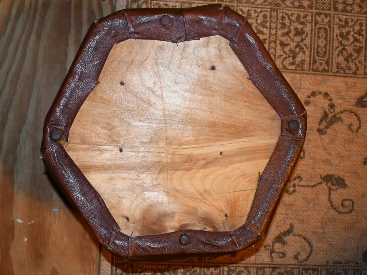 Vintage Leather Footstool - Image 4