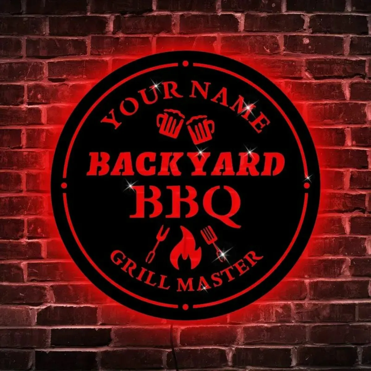 ZOUWII Personalized Backyard BBQ Grill Master LED - Image 1
