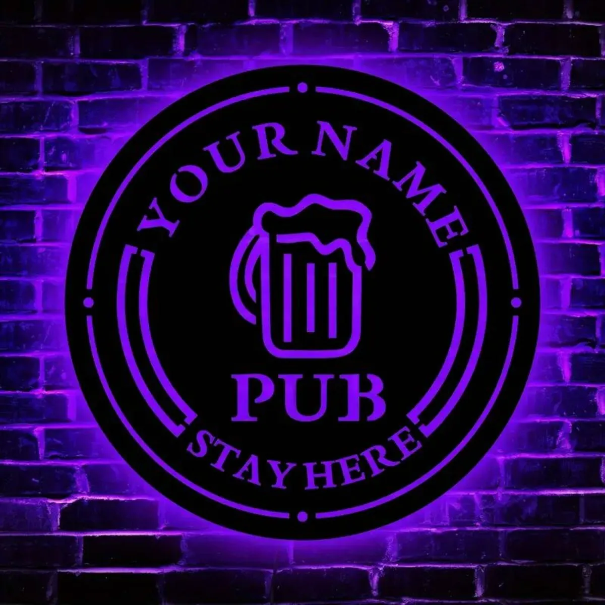 Personalized Name PUB Wooden Color Changing LED - Image 2