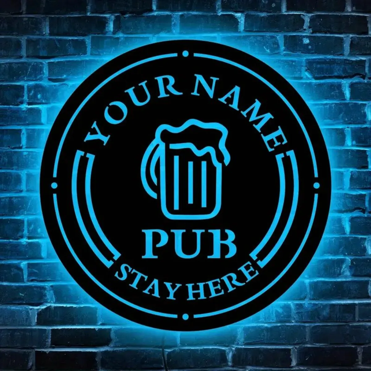 Personalized Name PUB Wooden Color Changing LED - Image 3