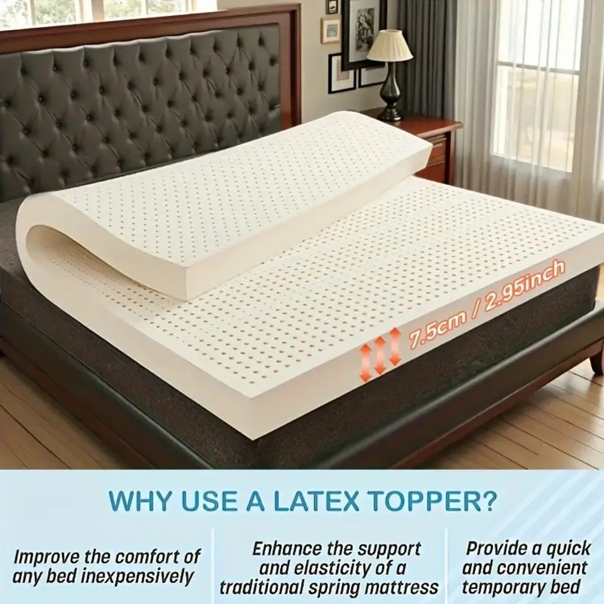 Natural Latex Mattress Topper, Soft & Comfortable - Image 2