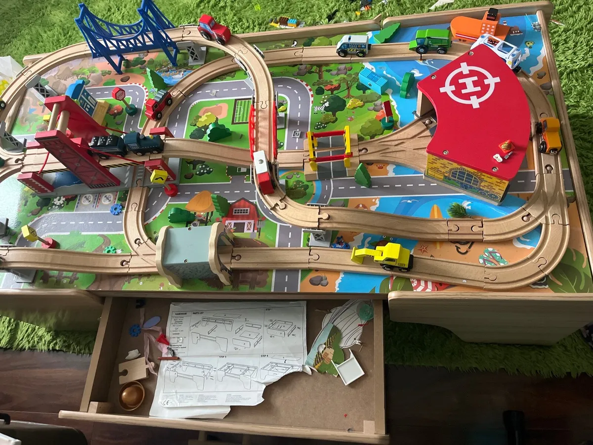Wooden Train Table with Accessories - Image 2