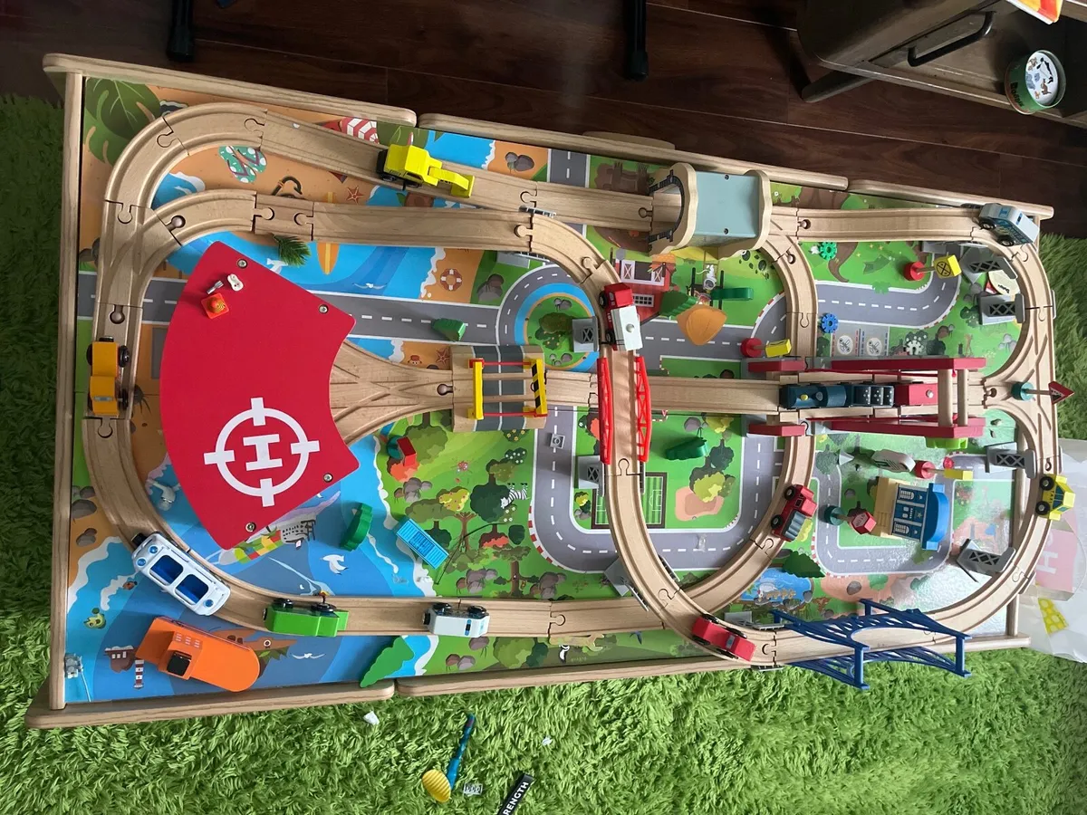 Wooden Train Table with Accessories - Image 1