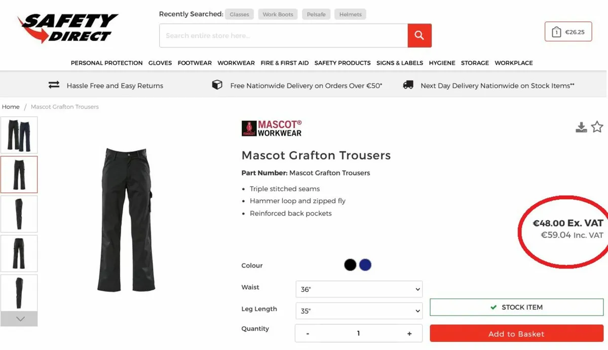 Mascot Work Trousers Grafton Navy X9C52 FREEPOST - Image 1