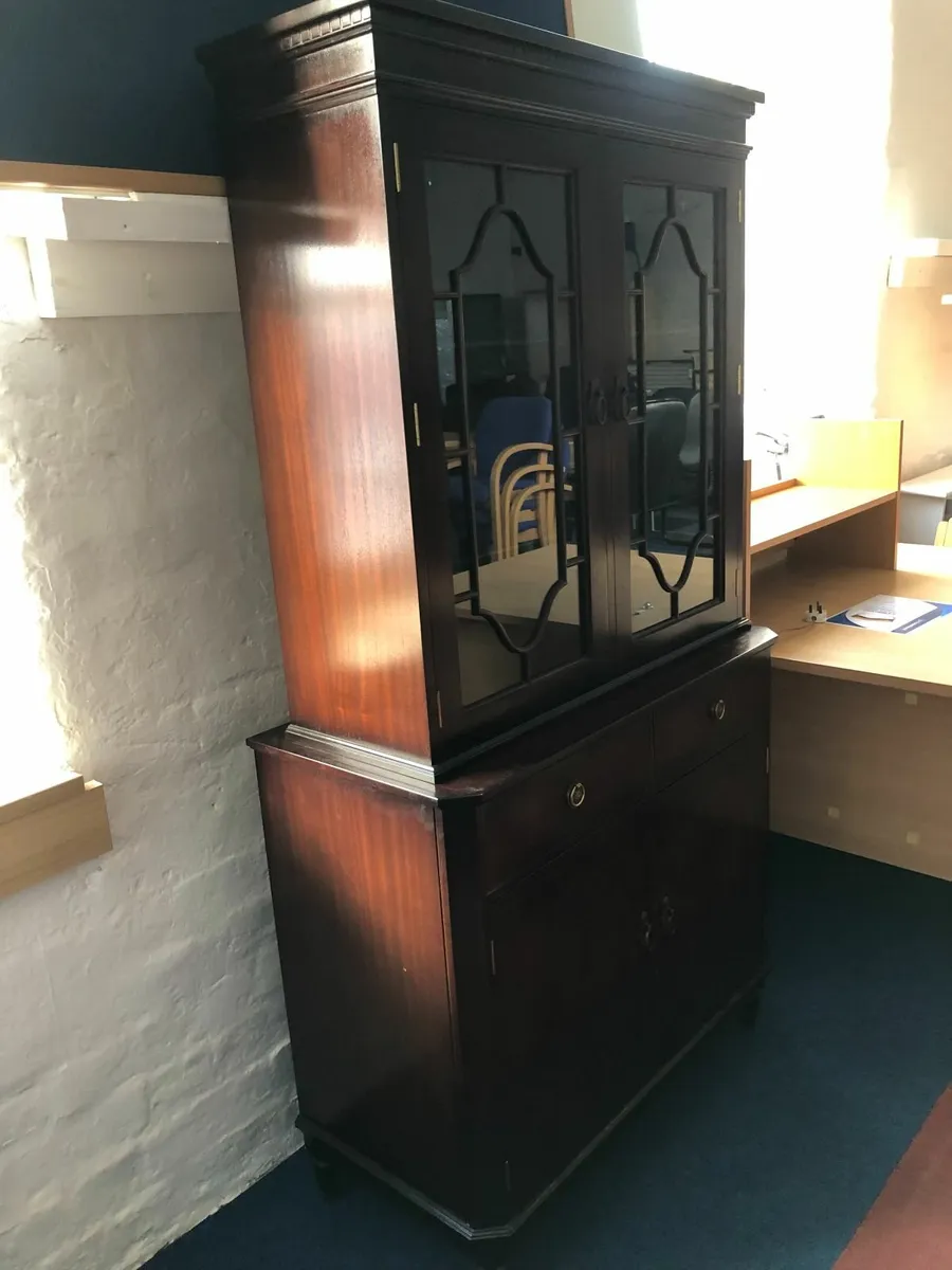 Vintage Glass + Wooden Cabinets - sold as one - Image 2