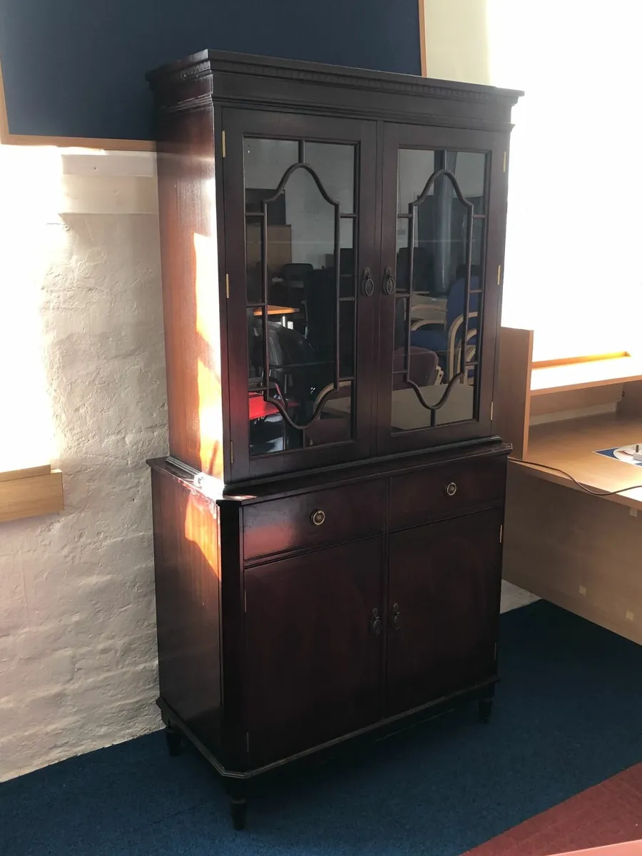 Vintage Glass + Wooden Cabinets - sold as one - Image 3