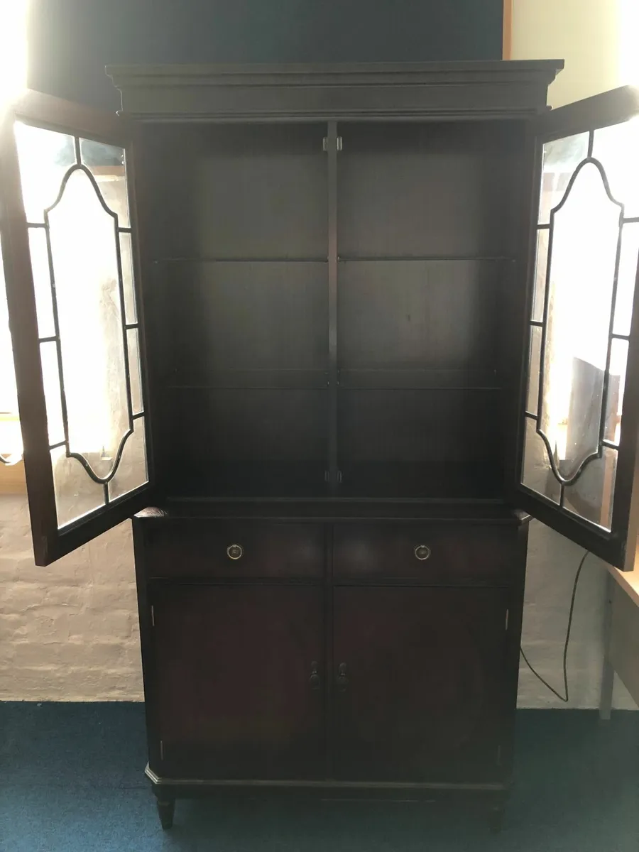 Vintage Glass + Wooden Cabinets - sold as one - Image 4