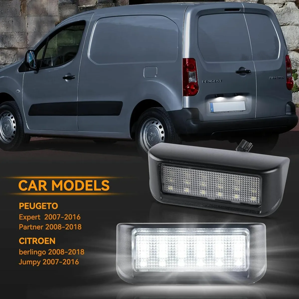 2PCS LED Number Plate Light for Peugeot Expert Par - Image 1