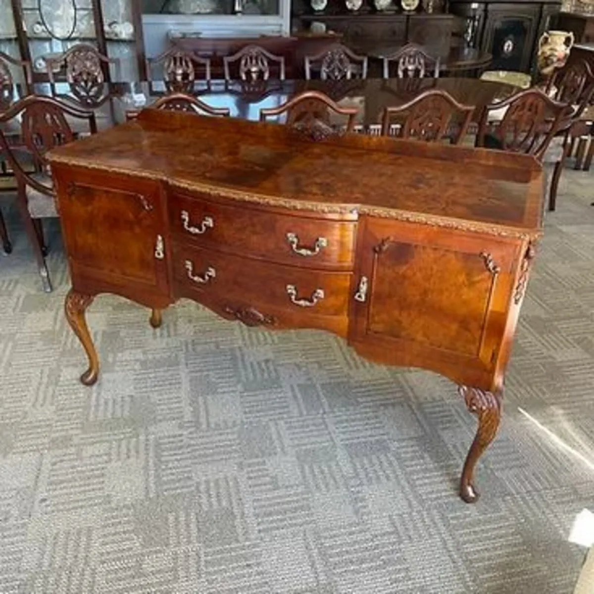 Super quality walnut burr bow fronted serpentine s