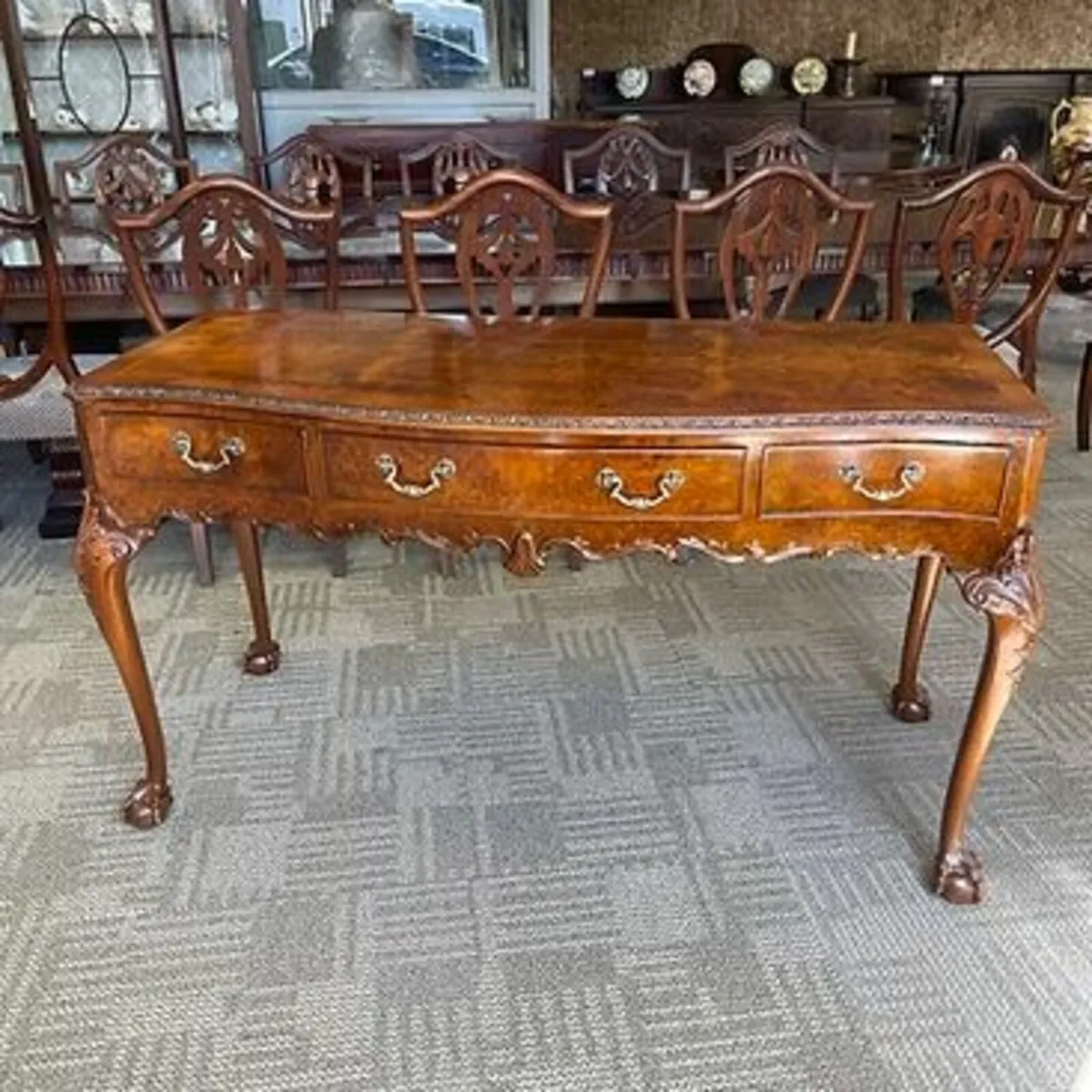 Super quality walnut burr bow fronted serpentine f