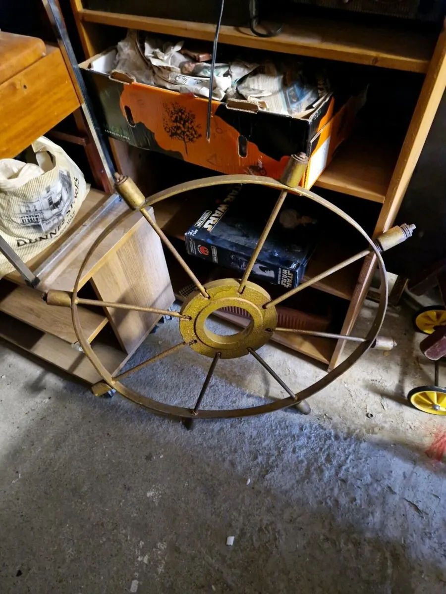 Vintage Antique Ships Steering Wheel - Image 1