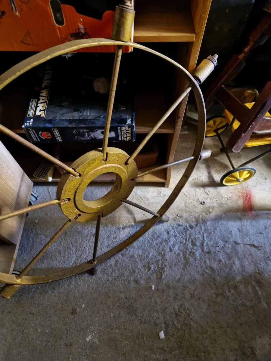 Vintage Antique Ships Steering Wheel - Image 4