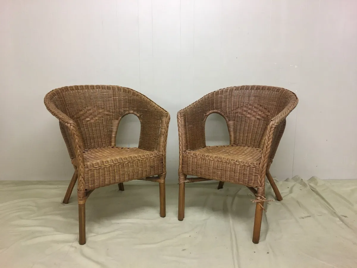 Pair Wicker Armchairs - Image 1