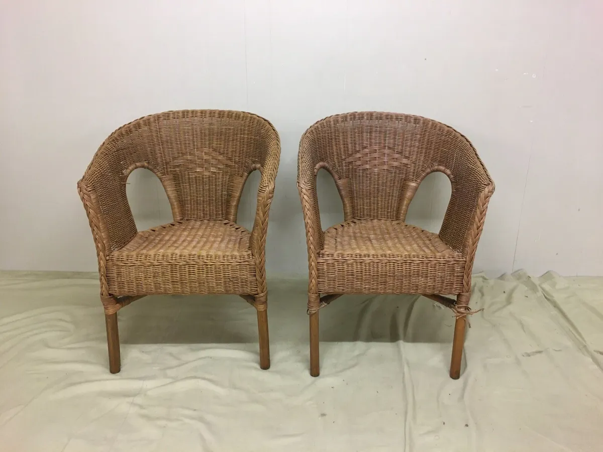 Pair Wicker Armchairs - Image 2