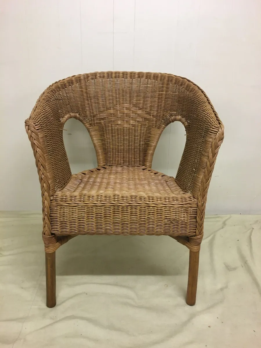 Pair Wicker Armchairs - Image 4