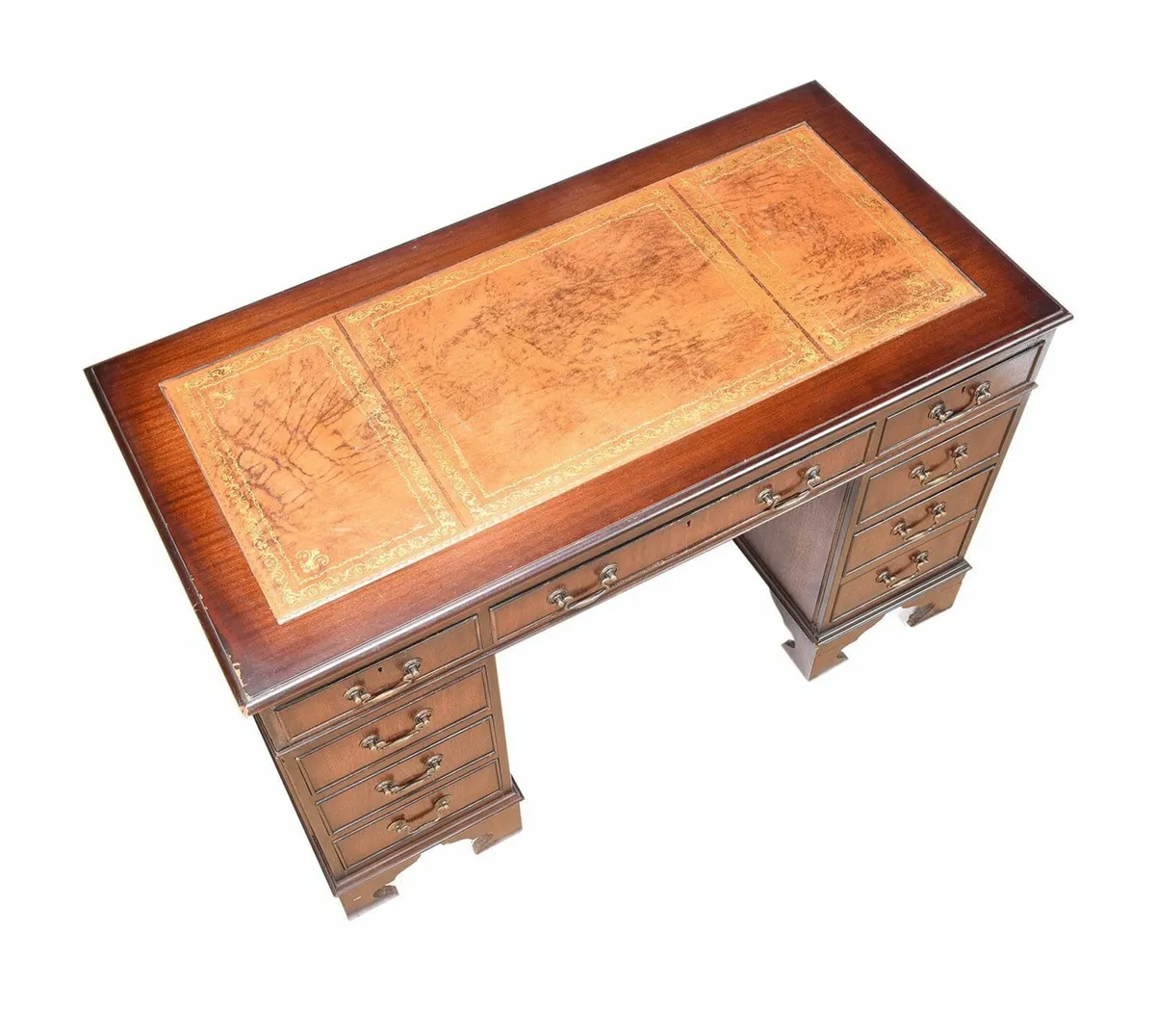 leather top twin pedestal desk - Image 2