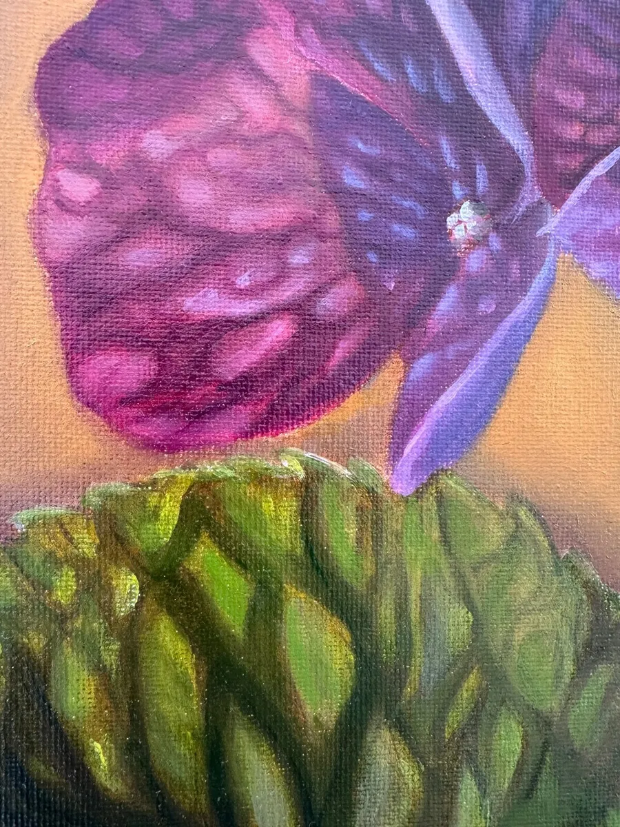 Original oil painting flowers signed - Image 4