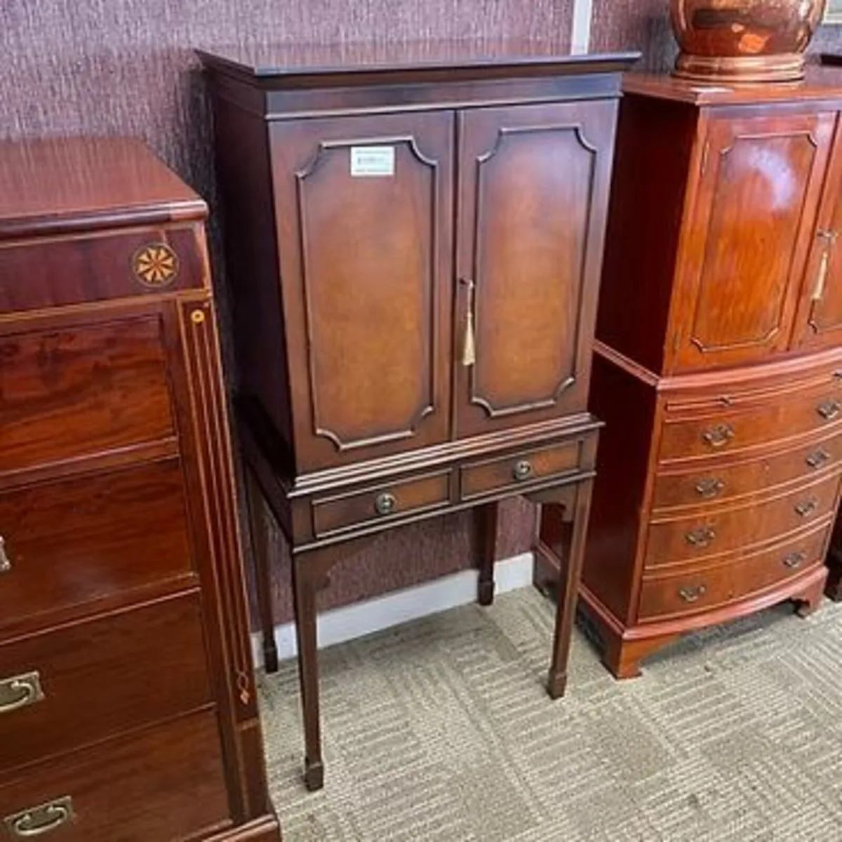 Fabulous mahogany flamed two door drinks cabinet. - Image 1