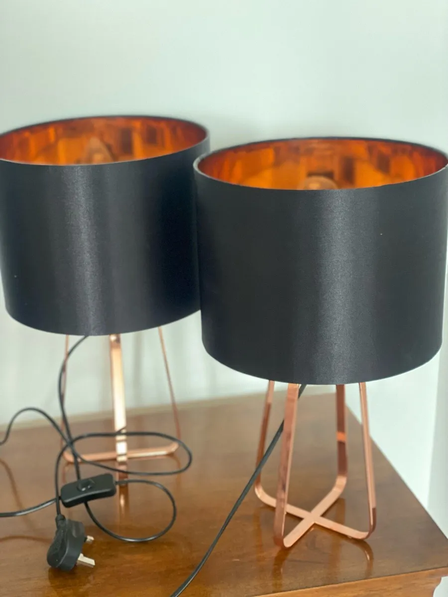 2 Navy & rose gold lamps - Image 1