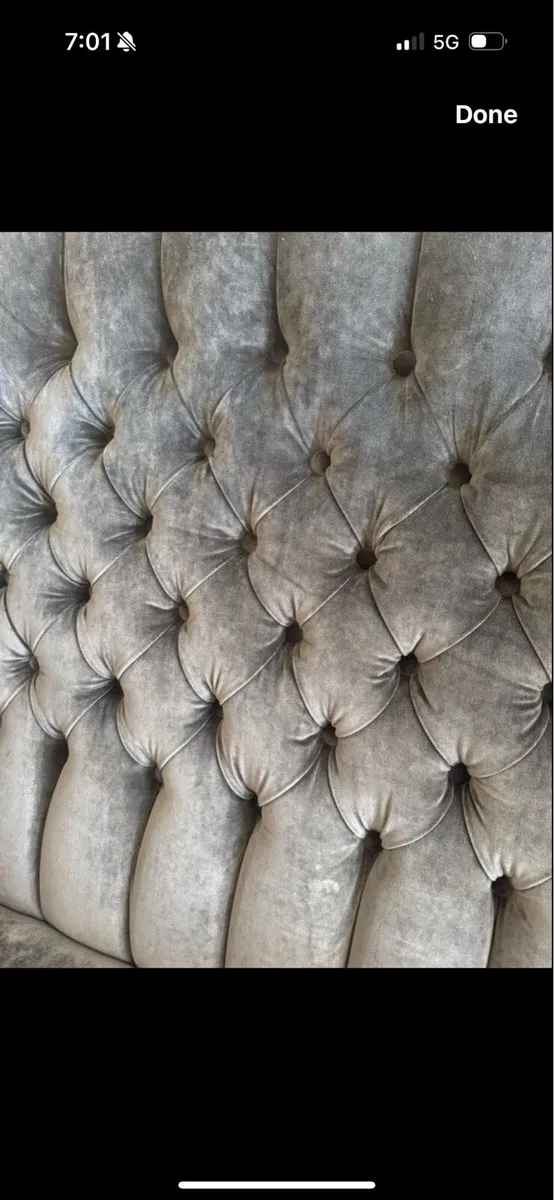 Winged high back chesterfield Queen Anne sofa - Image 3