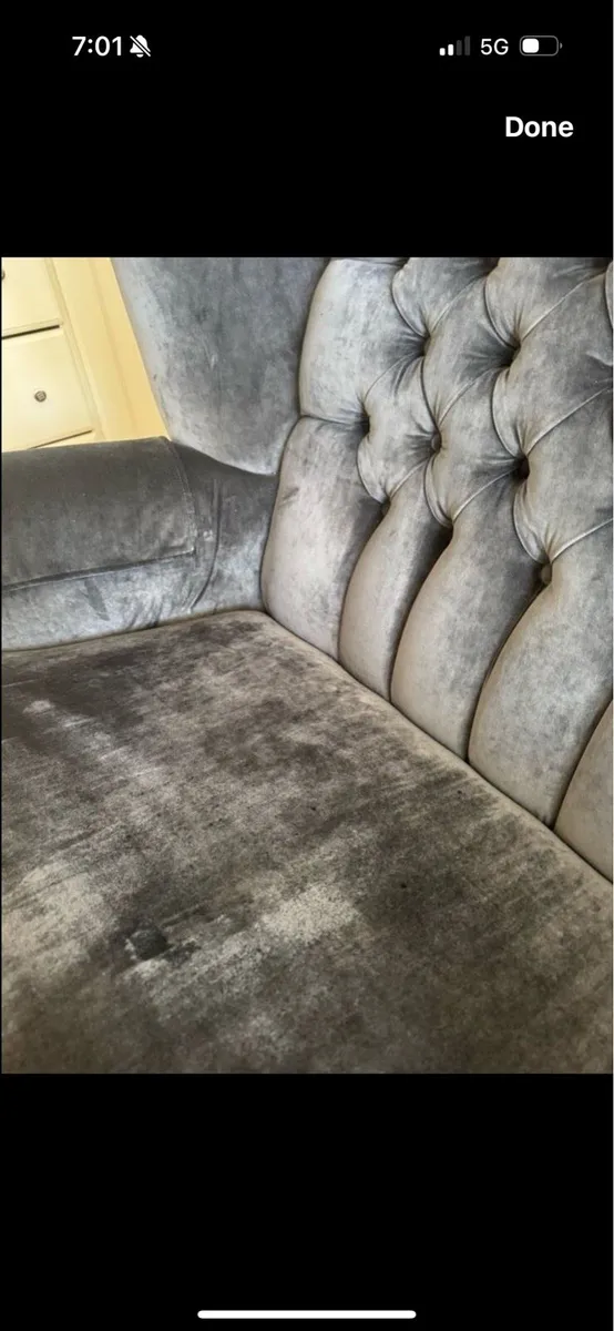 Winged high back chesterfield Queen Anne sofa - Image 4