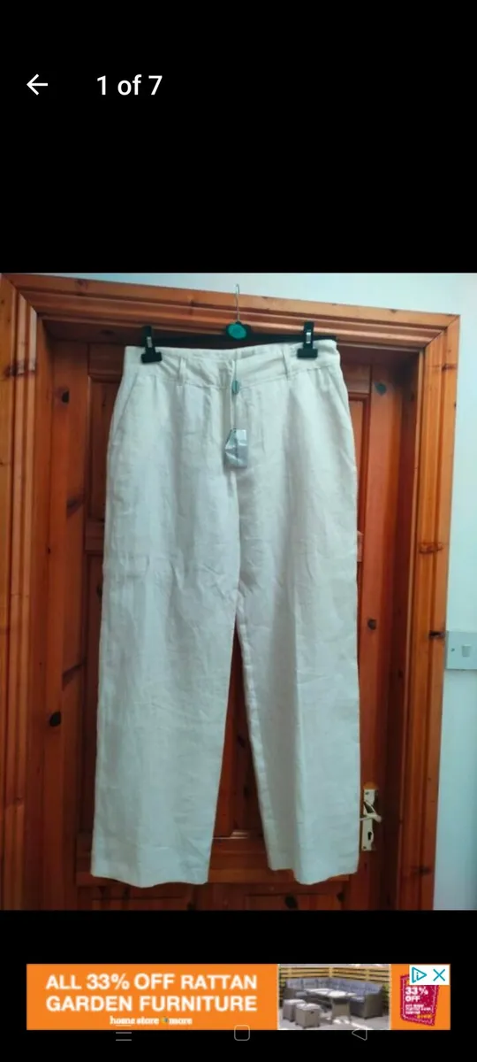 Ladies white,  linen trousers, New with tags - Image 1
