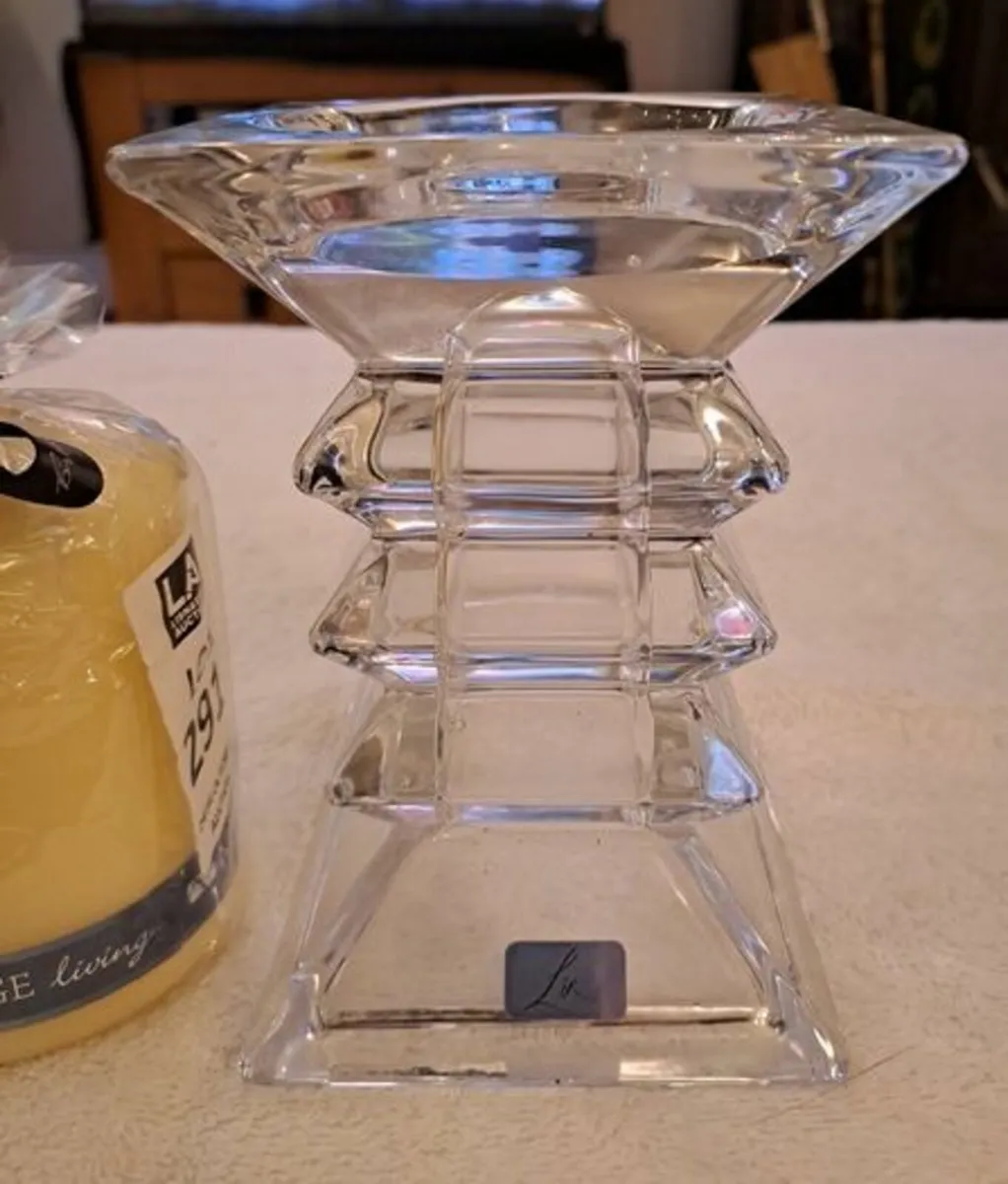 Crystal candle holder and candle NEW - Image 3