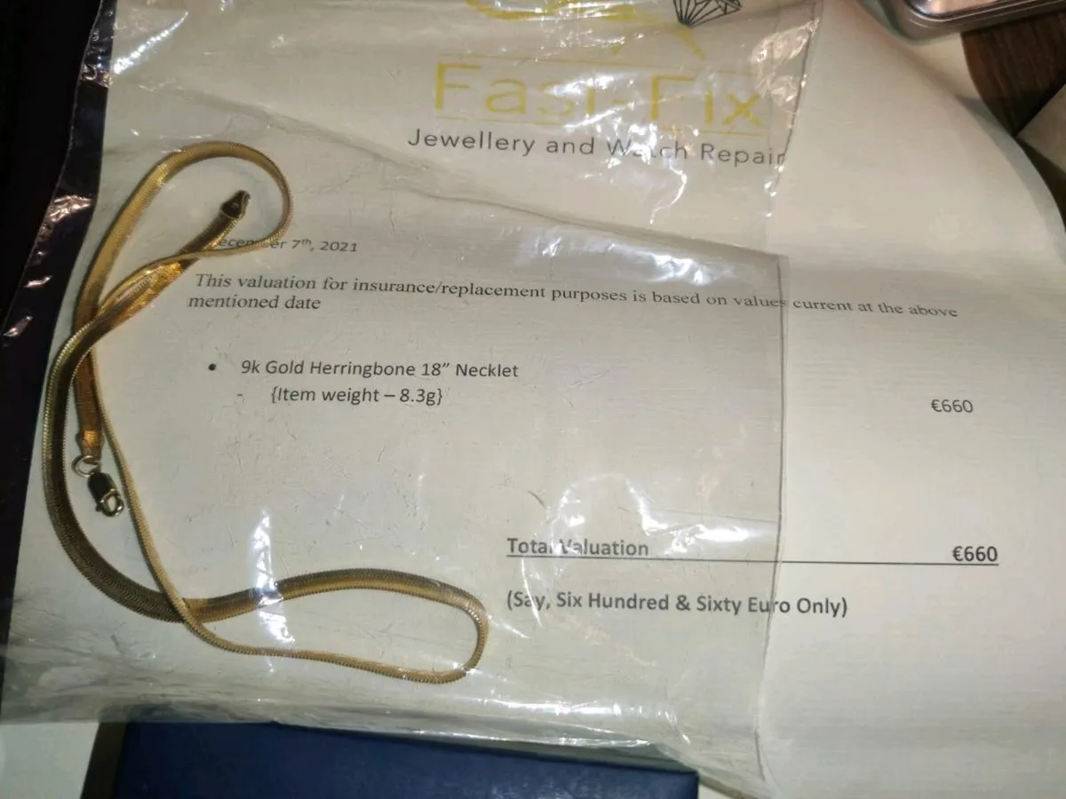 HERRINGBONE, 9CT Gold 8.3 Gram Chain & Certificate - Image 2