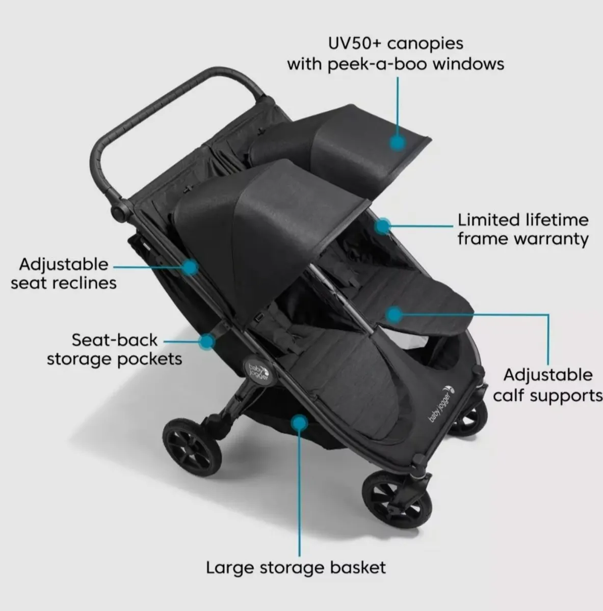 Baby Jogger City Mini GT2 double buggy+rain cover - Image 2