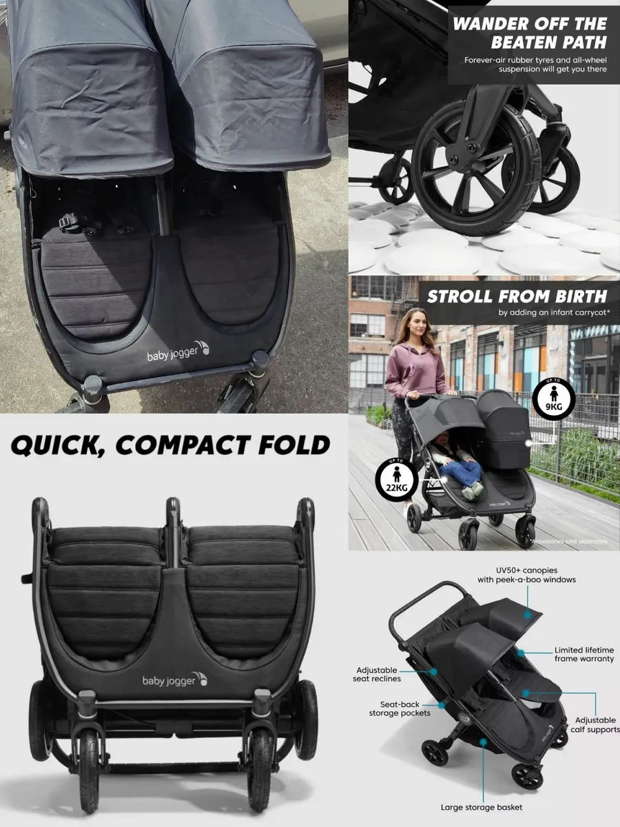 Baby Jogger City Mini GT2 double buggy+rain cover - Image 3