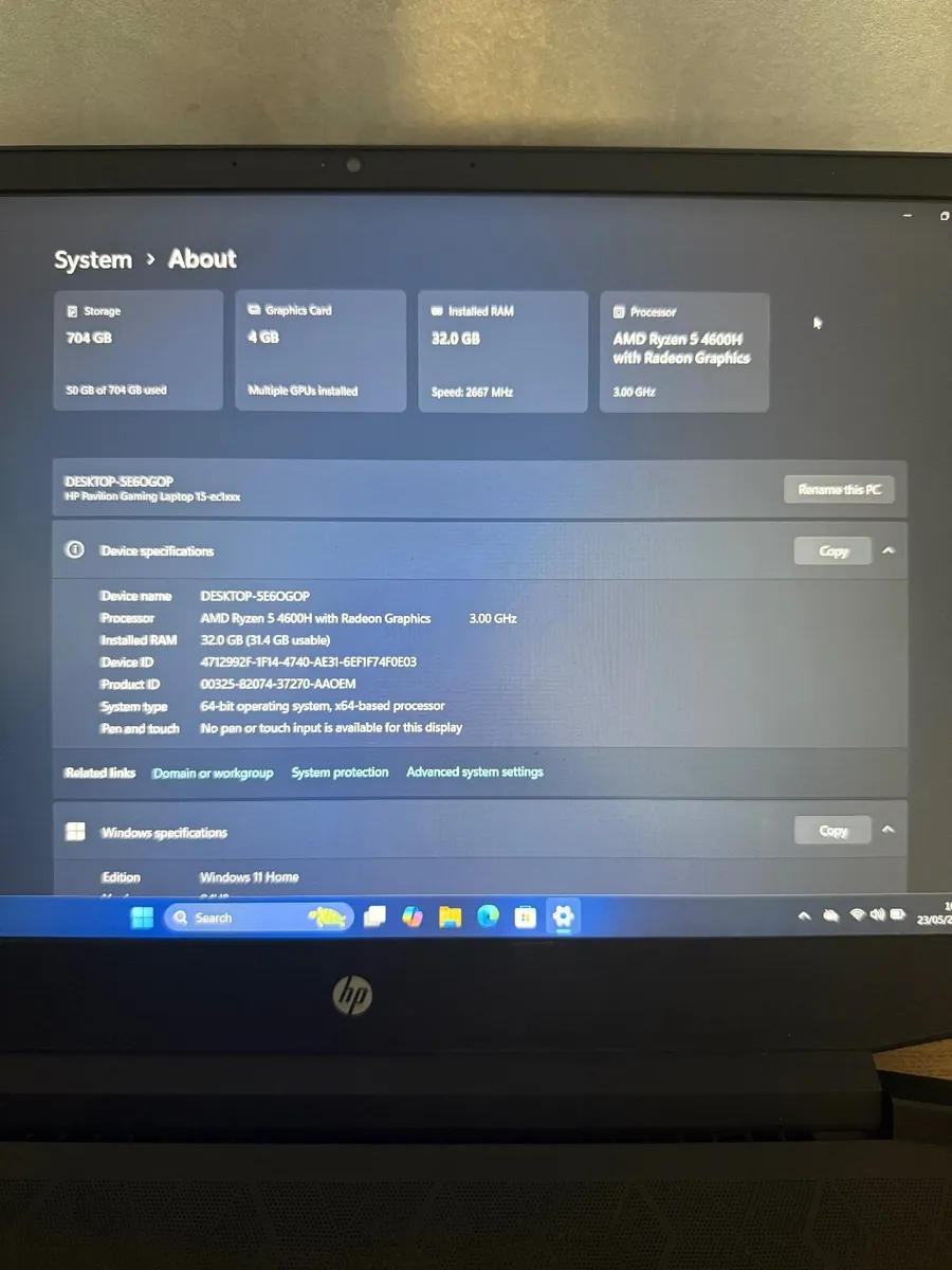 HP Pavillion 15 Gaming Laptop 32GB/512+256SSD/Nvid - Image 3