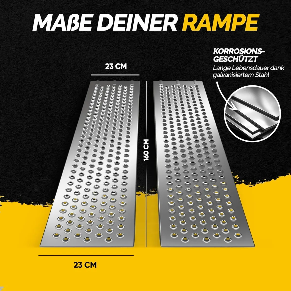 Set of 2 400 kg Loading Ramp Galvanised Steel Ramp - Image 3