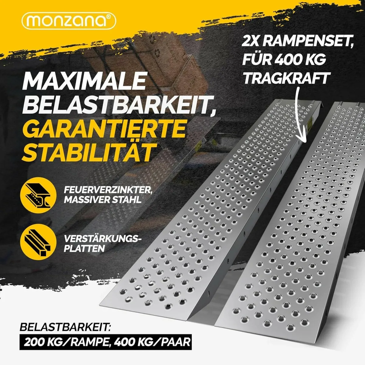 Set of 2 400 kg Loading Ramp Galvanised Steel Ramp - Image 4
