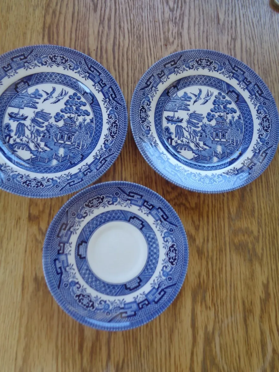 Willow Pattern Side Plates x 2 and Saucer for Sale - Image 1