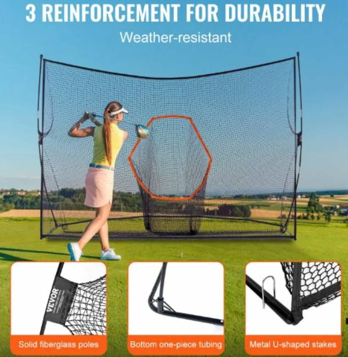 Golf Practice Hitting Net, Huge 10.8x7ft Golf Net - Image 2