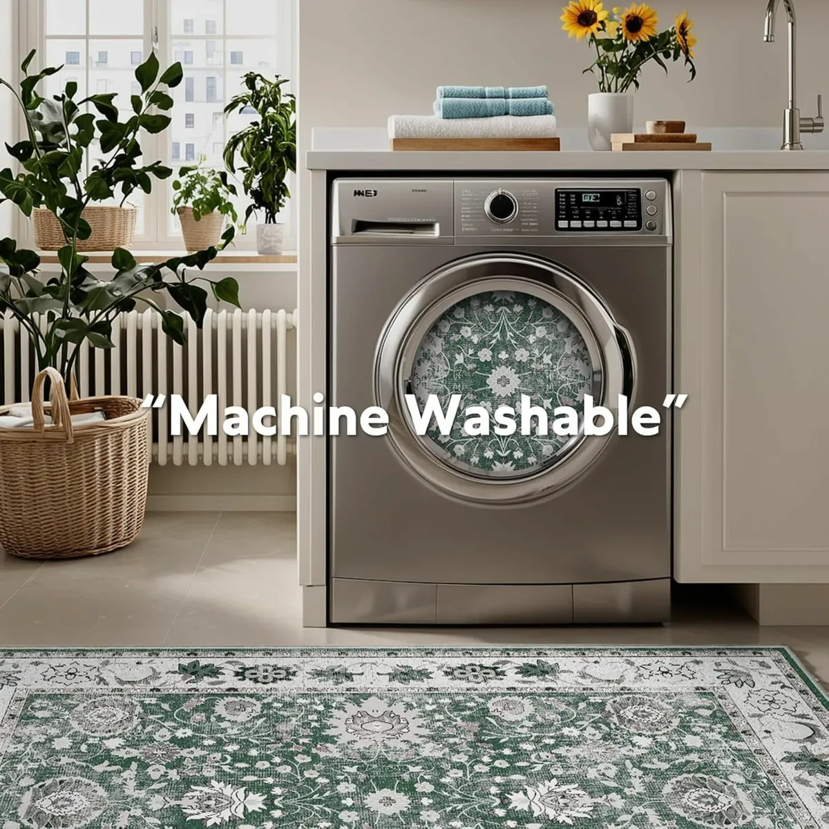 Green Rugs Living Room 160x230cm Washable Soft - Image 2