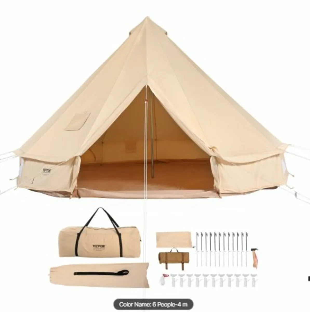 Canvas Bell Tent, 4 Seasons 4 m/13.12ft Yurt Tent - Image 1