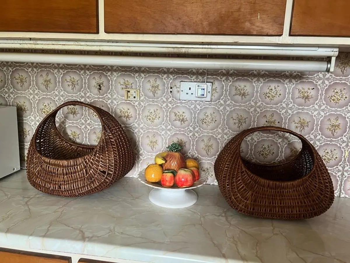 Vintage Wicker Gondola Baskets X 2 - Image 1