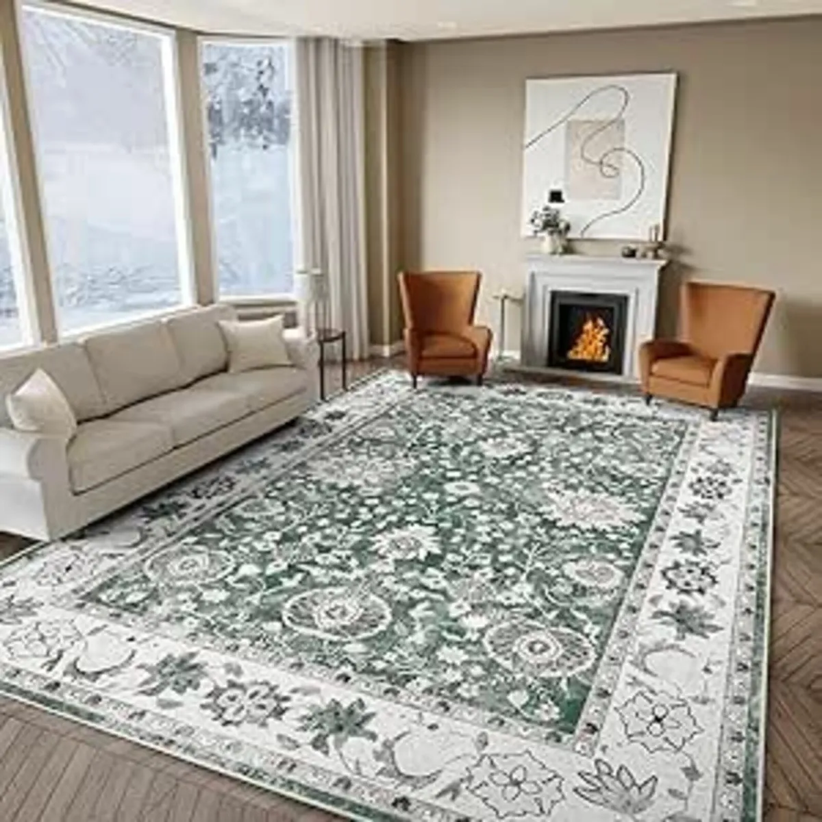 Green Rugs Living Room 200x300cm Soft Short Pile - Image 2