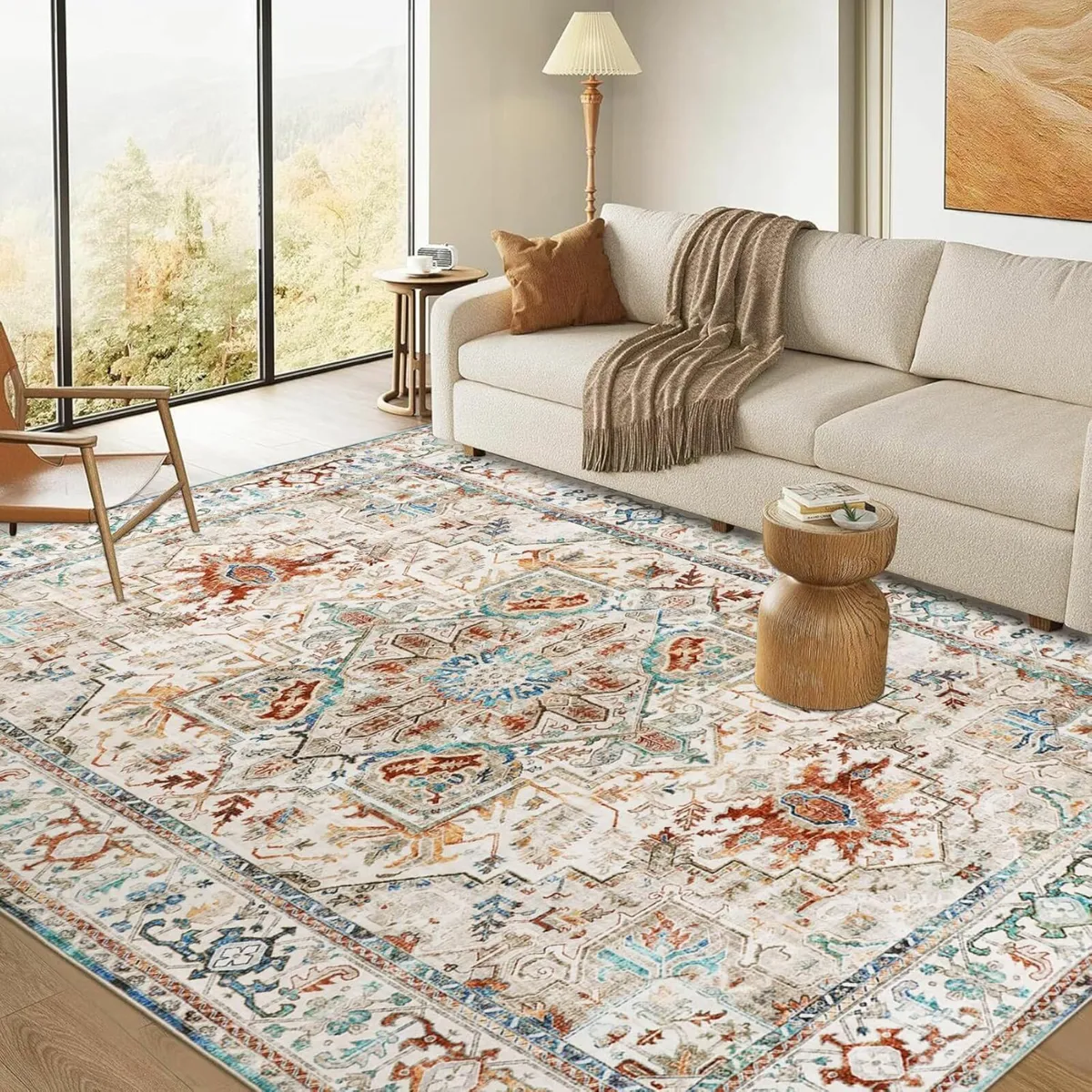 Living Room Soft Vintage Rug Bedroom Beige 160x230 - Image 1