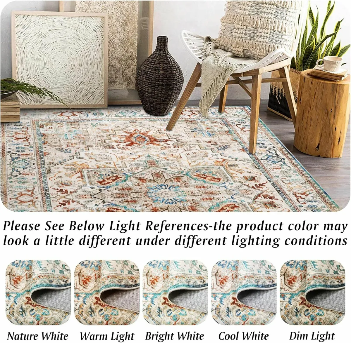 Living Room Soft Vintage Rug Bedroom Beige 160x230 - Image 2